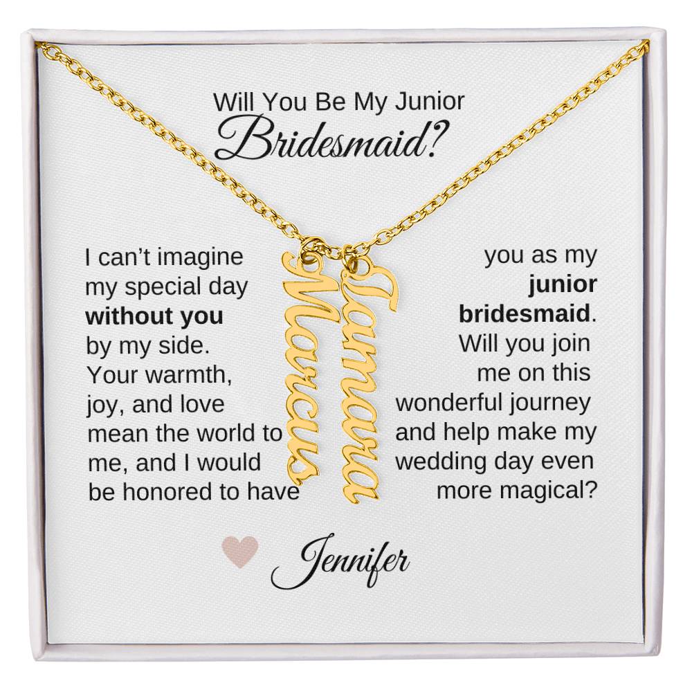 Junior Bridesmaid Proposal Gift, Custom Names Necklace, Jr Bridesmaid Gift