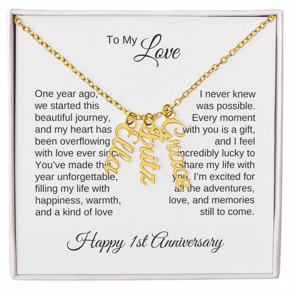 One Year Anniversary Gift for Her One Year Anniversary, Custom Names Necklace