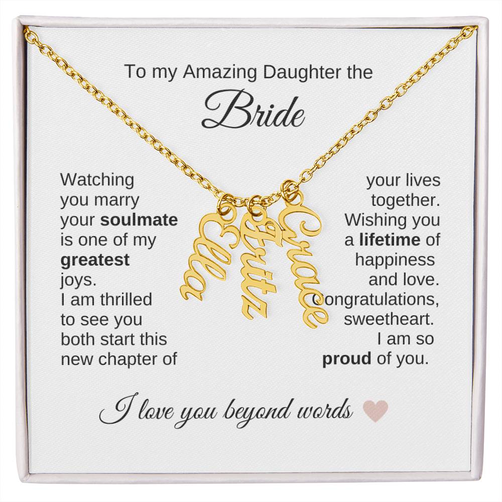 Daughter Wedding Gift From Mom Wedding Present for Daughter Multiple Custom Names - MKT Custom Jewelry