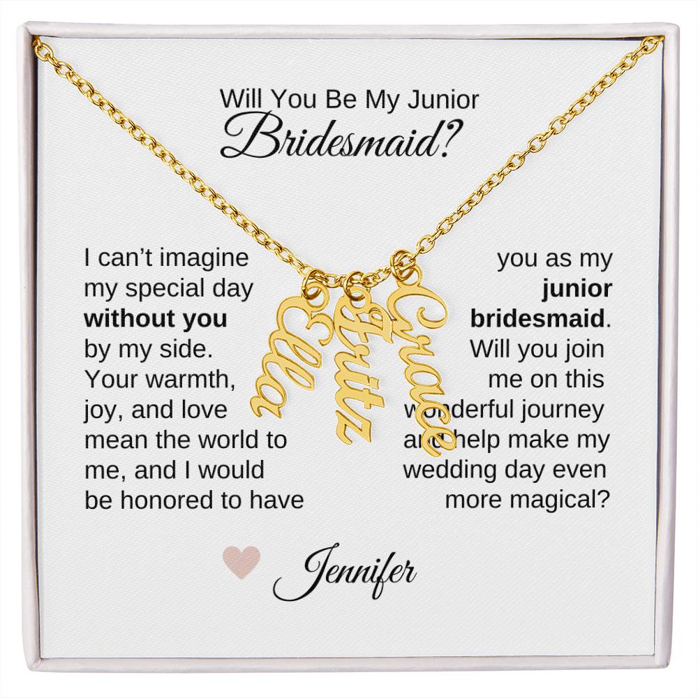 Junior Bridesmaid Proposal Gift, Custom Names Necklace, Jr Bridesmaid Gift