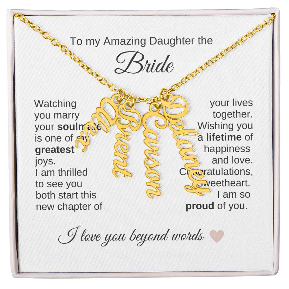 Daughter Wedding Gift From Mom Wedding Present for Daughter Multiple Custom Names - MKT Custom Jewelry