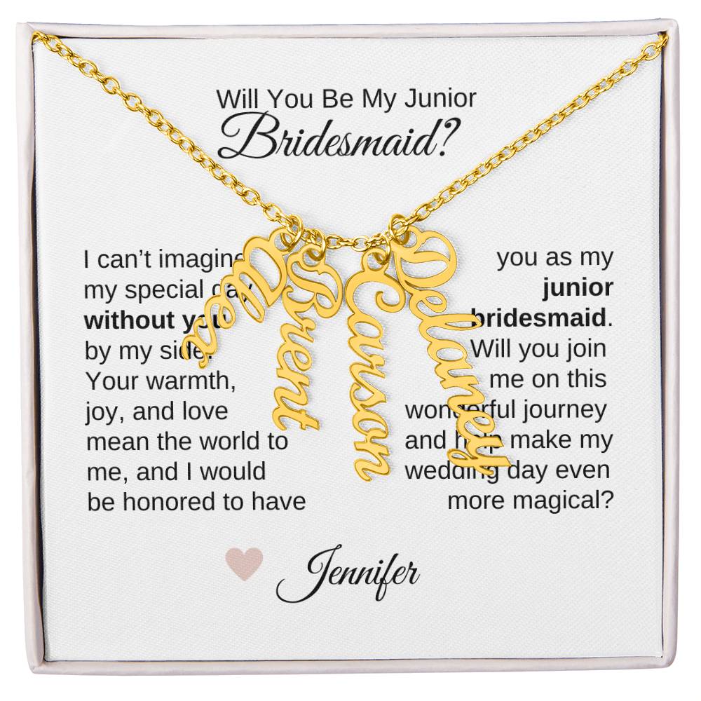 Junior Bridesmaid Proposal Gift, Custom Names Necklace, Jr Bridesmaid Gift