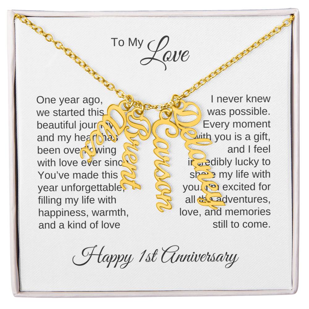 One Year Anniversary Gift for Her One Year Anniversary, Custom Names Necklace