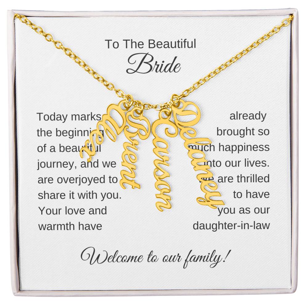 Daughter In Law Gift For Wedding, Custom Names Necklace, Wedding Gift Daughter-In-Law