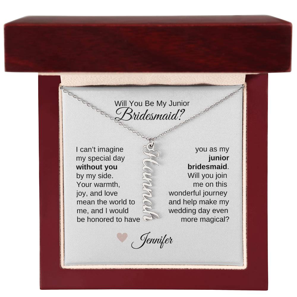 Junior Bridesmaid Proposal Gift, Custom Names Necklace, Jr Bridesmaid Gift