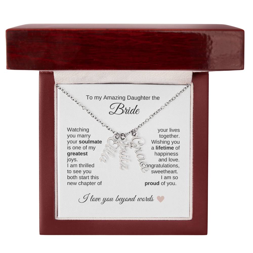 Daughter Wedding Gift From Mom Wedding Present for Daughter Multiple Custom Names - MKT Custom Jewelry