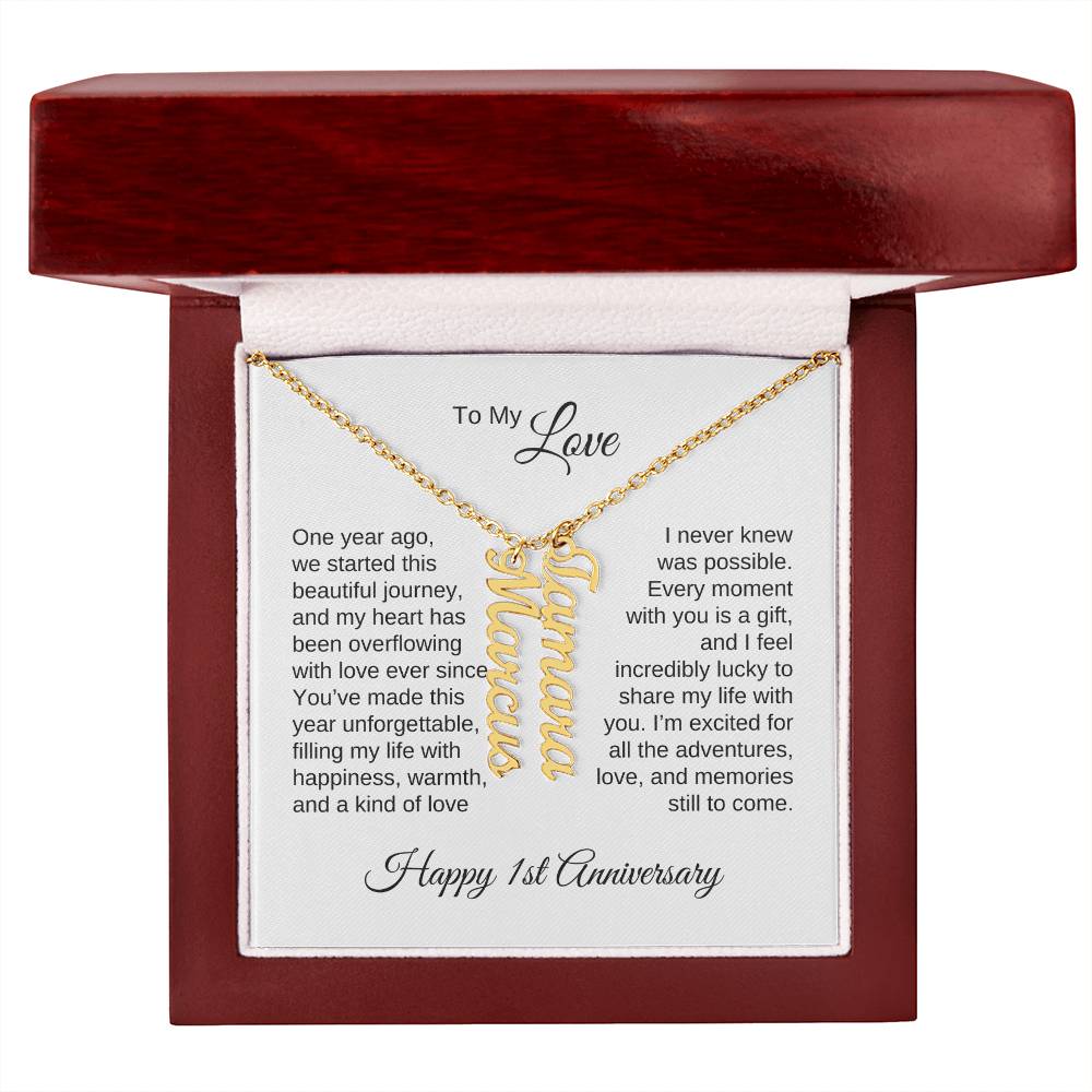 One Year Anniversary Gift for Her One Year Anniversary, Custom Names Necklace