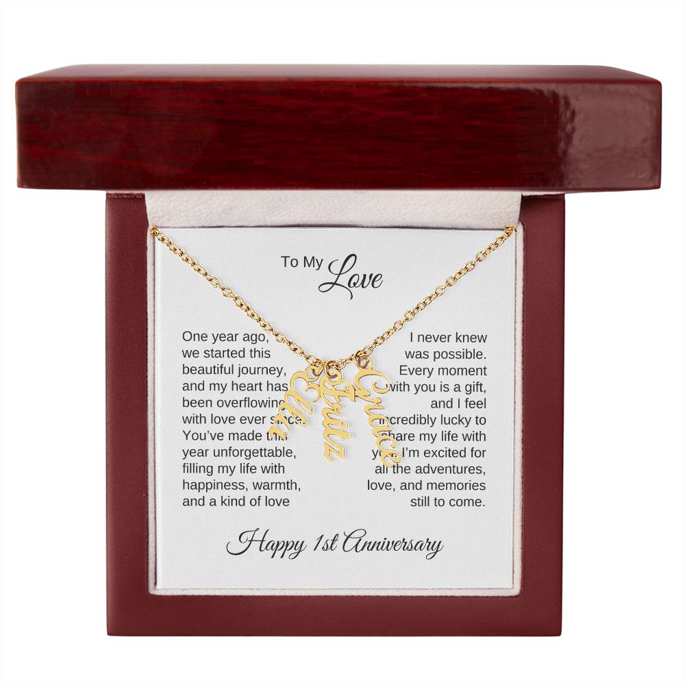 One Year Anniversary Gift for Her One Year Anniversary, Custom Names Necklace