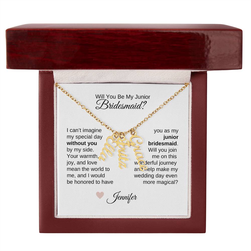 Junior Bridesmaid Proposal Gift, Custom Names Necklace, Jr Bridesmaid Gift