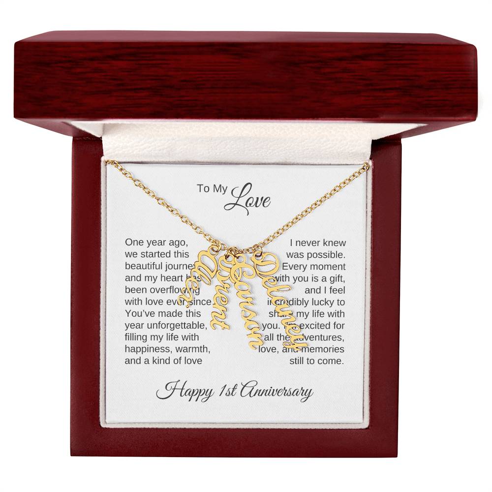 One Year Anniversary Gift for Her One Year Anniversary, Custom Names Necklace