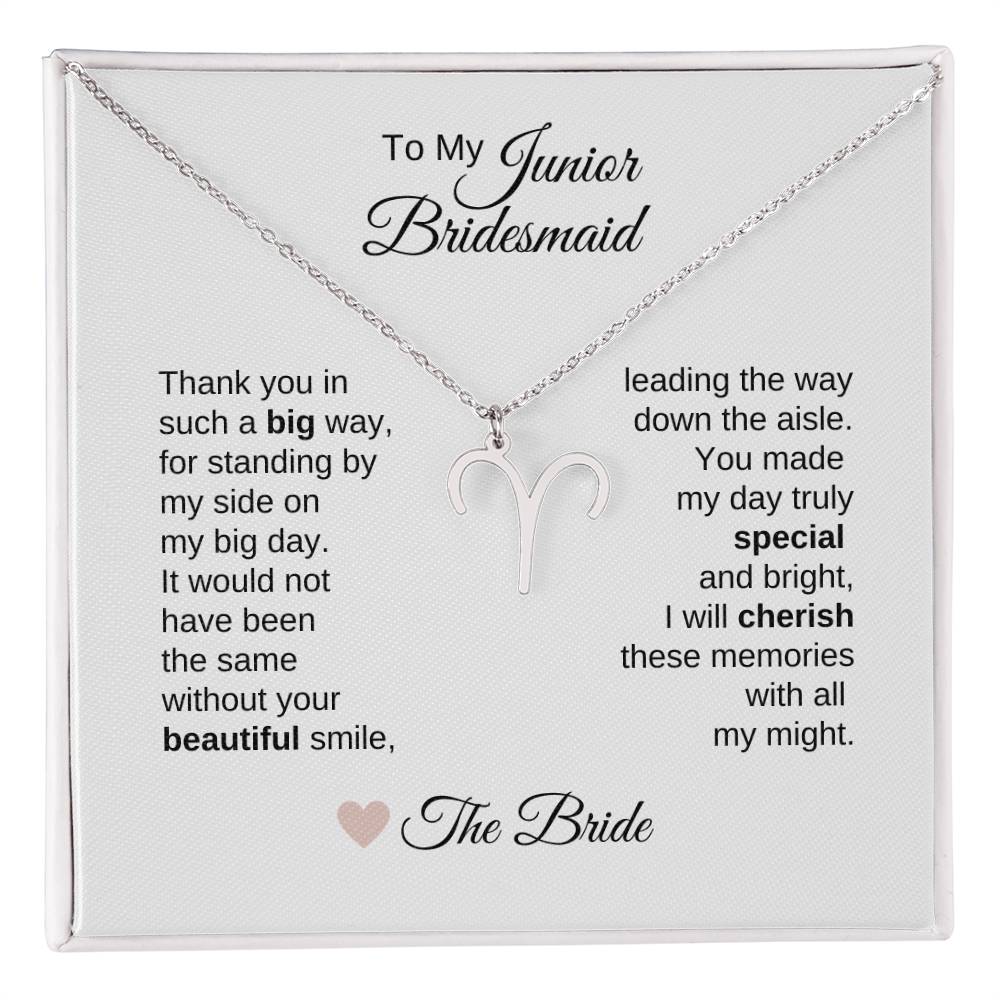 Junior Bridesmaid Gifts Wedding Bridal Party Gifts Zodiac Sign Necklace - MKT Custom Jewelry