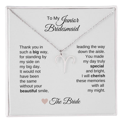 Junior Bridesmaid Gifts Wedding Bridal Party Gifts Zodiac Sign Necklace - MKT Custom Jewelry