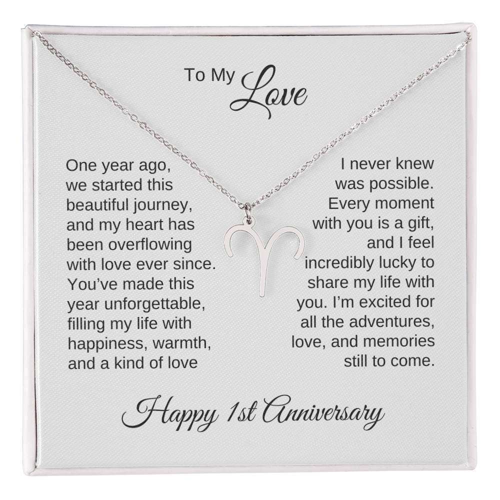 One Year Anniversary Gift for Her One Year Anniversary, Zodiac Sign Necklace