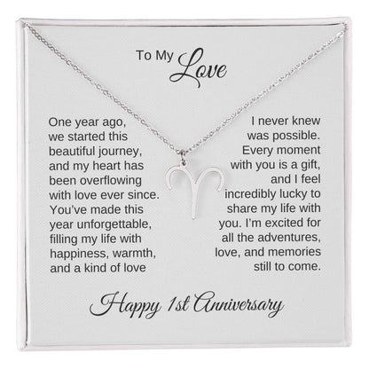 One Year Anniversary Gift for Her One Year Anniversary, Zodiac Sign Necklace