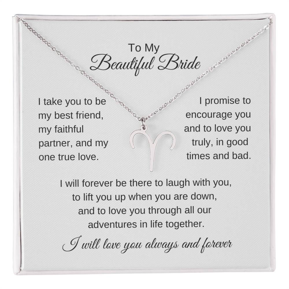 To My Beautiful Bride Gift To Bride From Groom Wedding Gift Zodiac Necklace