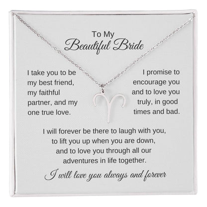 To My Beautiful Bride Gift To Bride From Groom Wedding Gift Zodiac Necklace