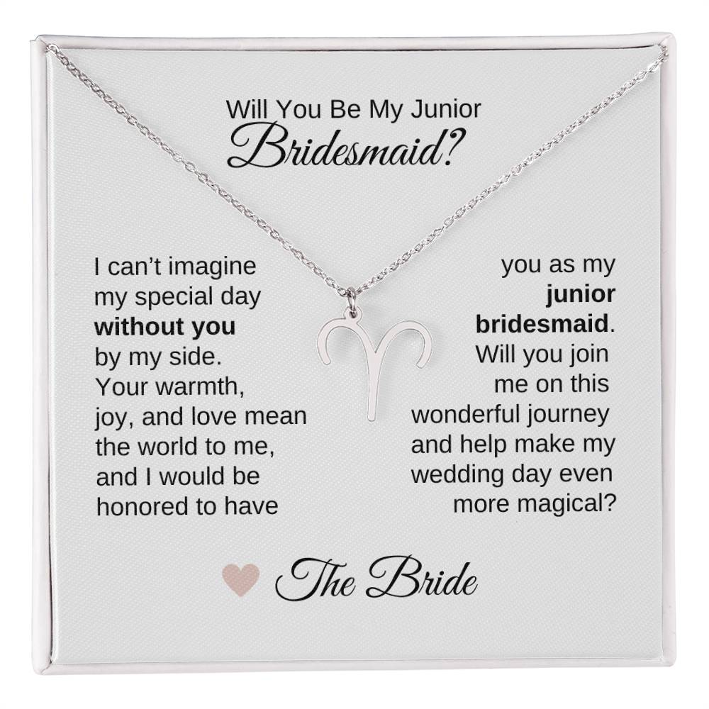 Junior Bridesmaid Proposal Gift, Zodiac Necklace, Jr Bridesmaid Gift