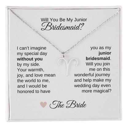 Junior Bridesmaid Proposal Gift, Zodiac Necklace, Jr Bridesmaid Gift