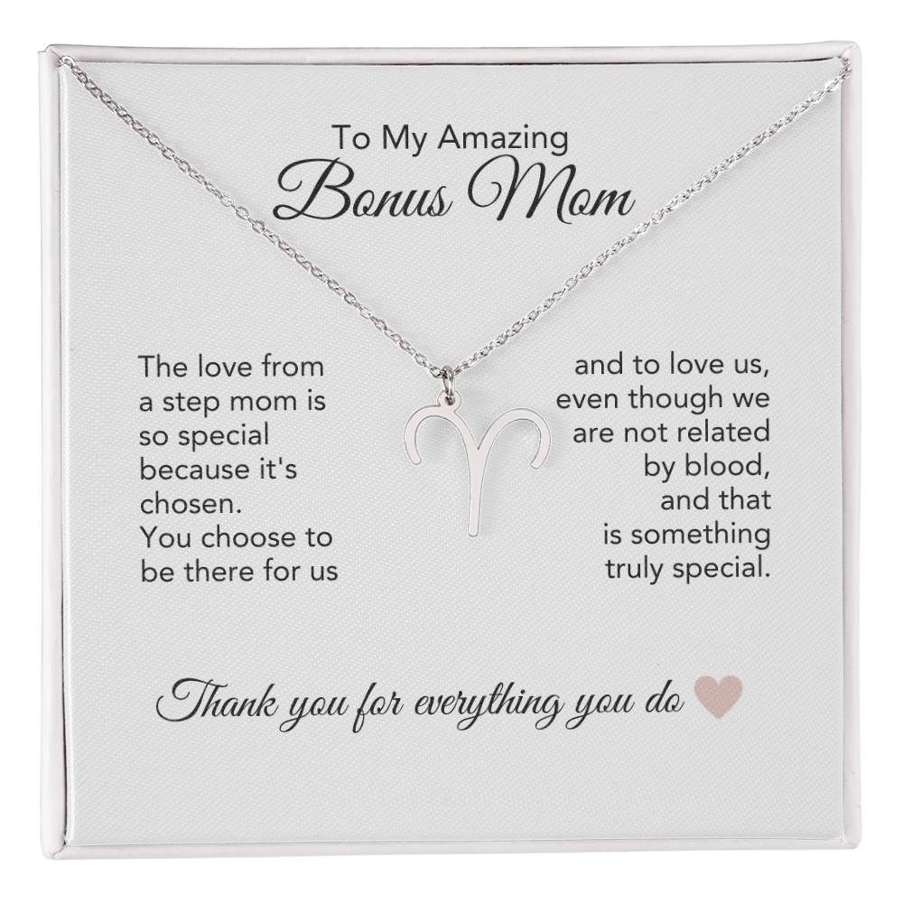 Bonus Mom Gifts for Step Mom Bonus Mom Necklace Zodiac Necklace - MKT Custom Jewelry