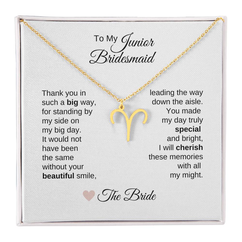 Junior Bridesmaid Gifts Wedding Bridal Party Gifts Zodiac Sign Necklace - MKT Custom Jewelry