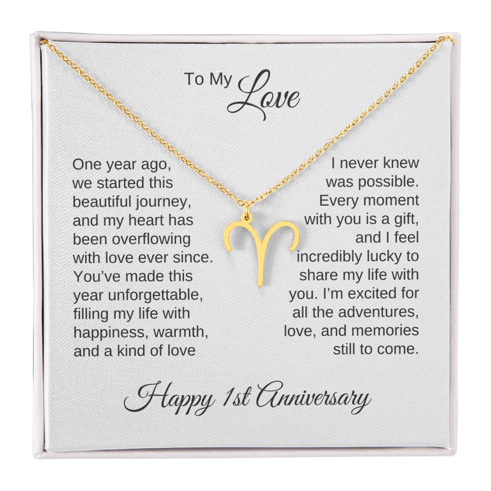 One Year Anniversary Gift for Her One Year Anniversary, Zodiac Sign Necklace