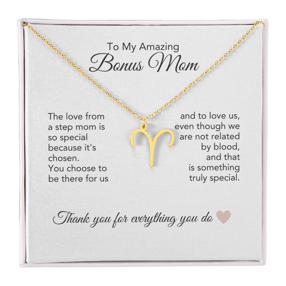 Bonus Mom Gifts for Step Mom Bonus Mom Necklace Zodiac Necklace - MKT Custom Jewelry