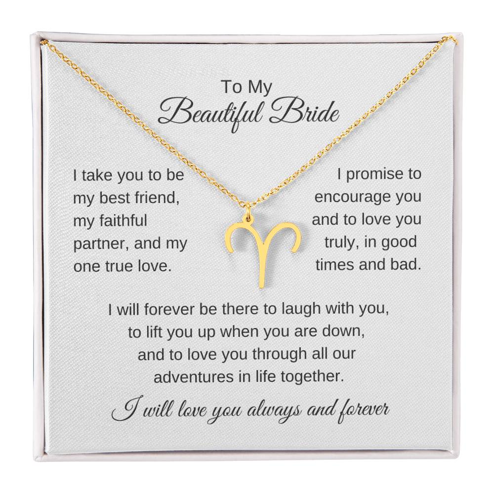 To My Beautiful Bride Gift To Bride From Groom Wedding Gift Zodiac Necklace