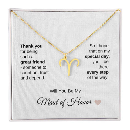 Will You Be My Maid of Honor Proposal Gift Zodiac Necklace