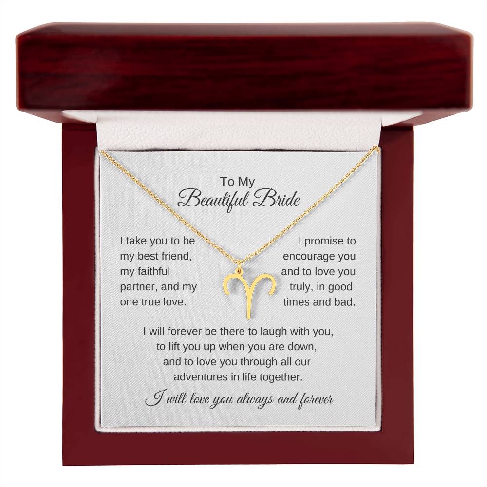 To My Beautiful Bride Gift To Bride From Groom Wedding Gift Zodiac Necklace