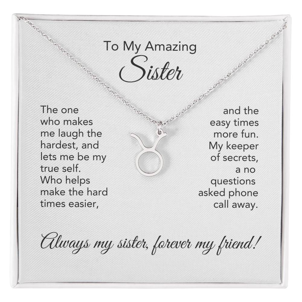 To My Amazing Sister Gift, Delicate Zodiac Necklace Gold or Stainless Steel, Gift for Sister