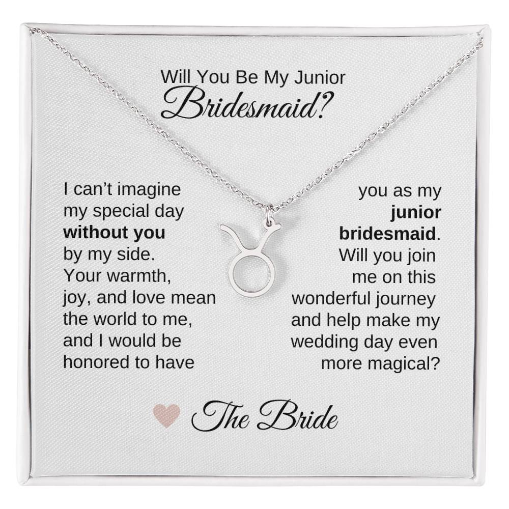 Junior Bridesmaid Proposal Gift, Zodiac Necklace, Jr Bridesmaid Gift