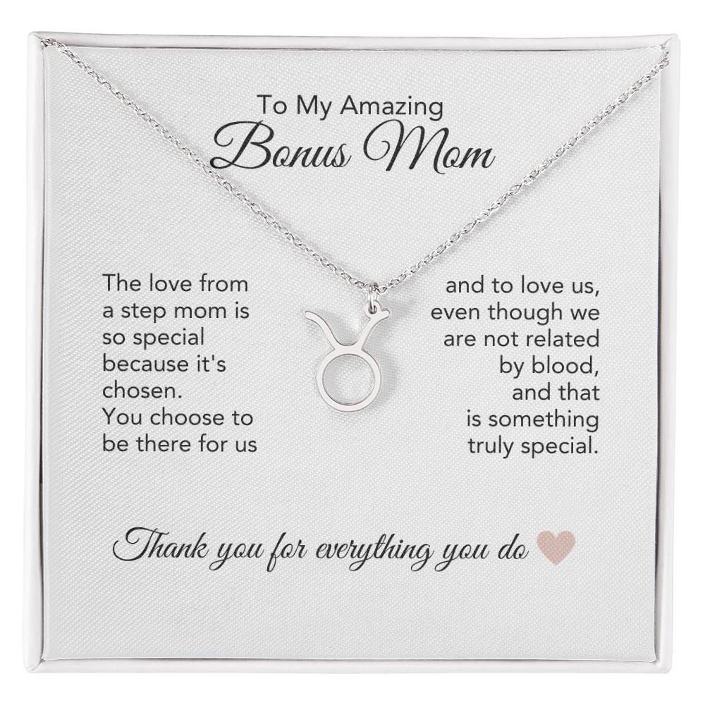 Bonus Mom Gifts for Step Mom Bonus Mom Necklace Zodiac Necklace - MKT Custom Jewelry