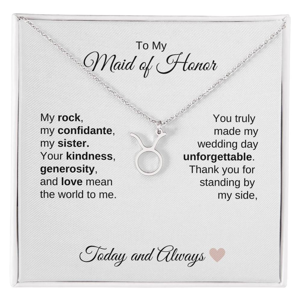 Maid of Honor Wedding Day Gifts Bridal Party Gifts Zodiac Necklace