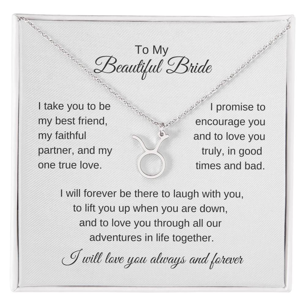 To My Beautiful Bride Gift To Bride From Groom Wedding Gift Zodiac Necklace