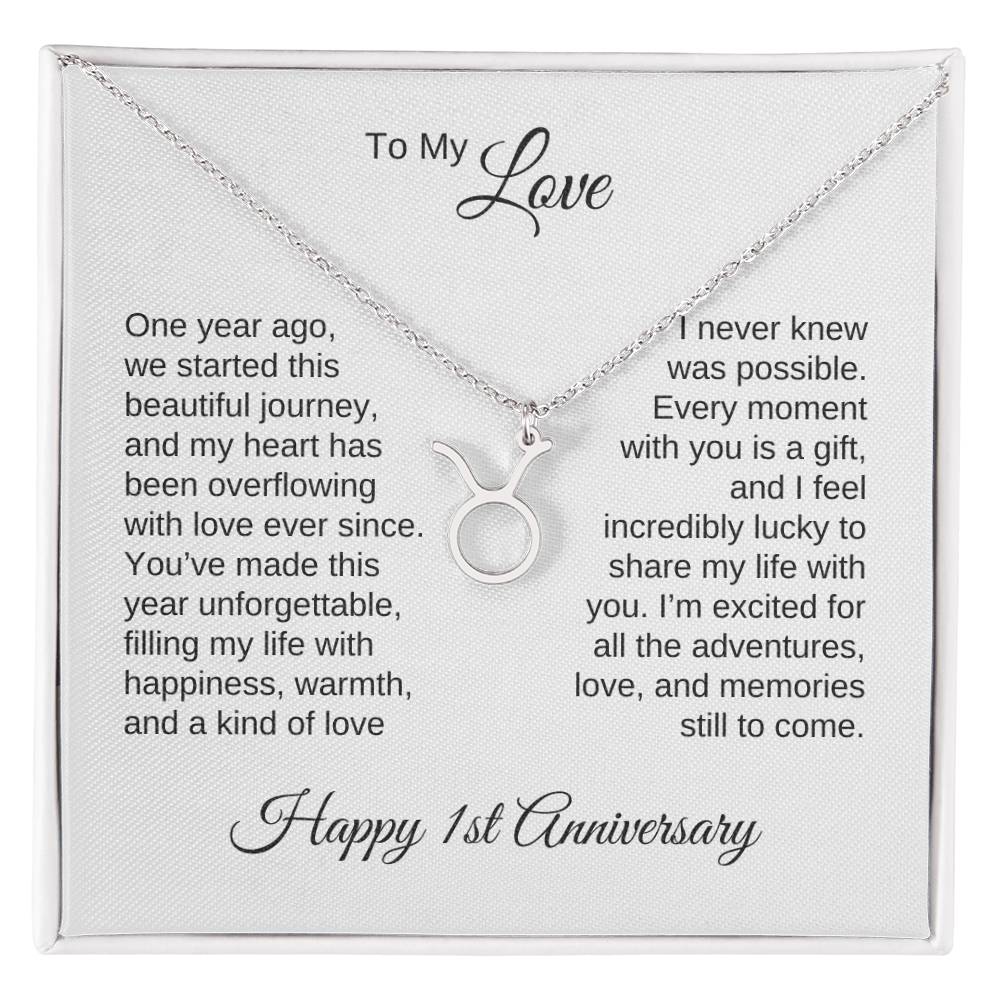 One Year Anniversary Gift for Her One Year Anniversary, Zodiac Sign Necklace