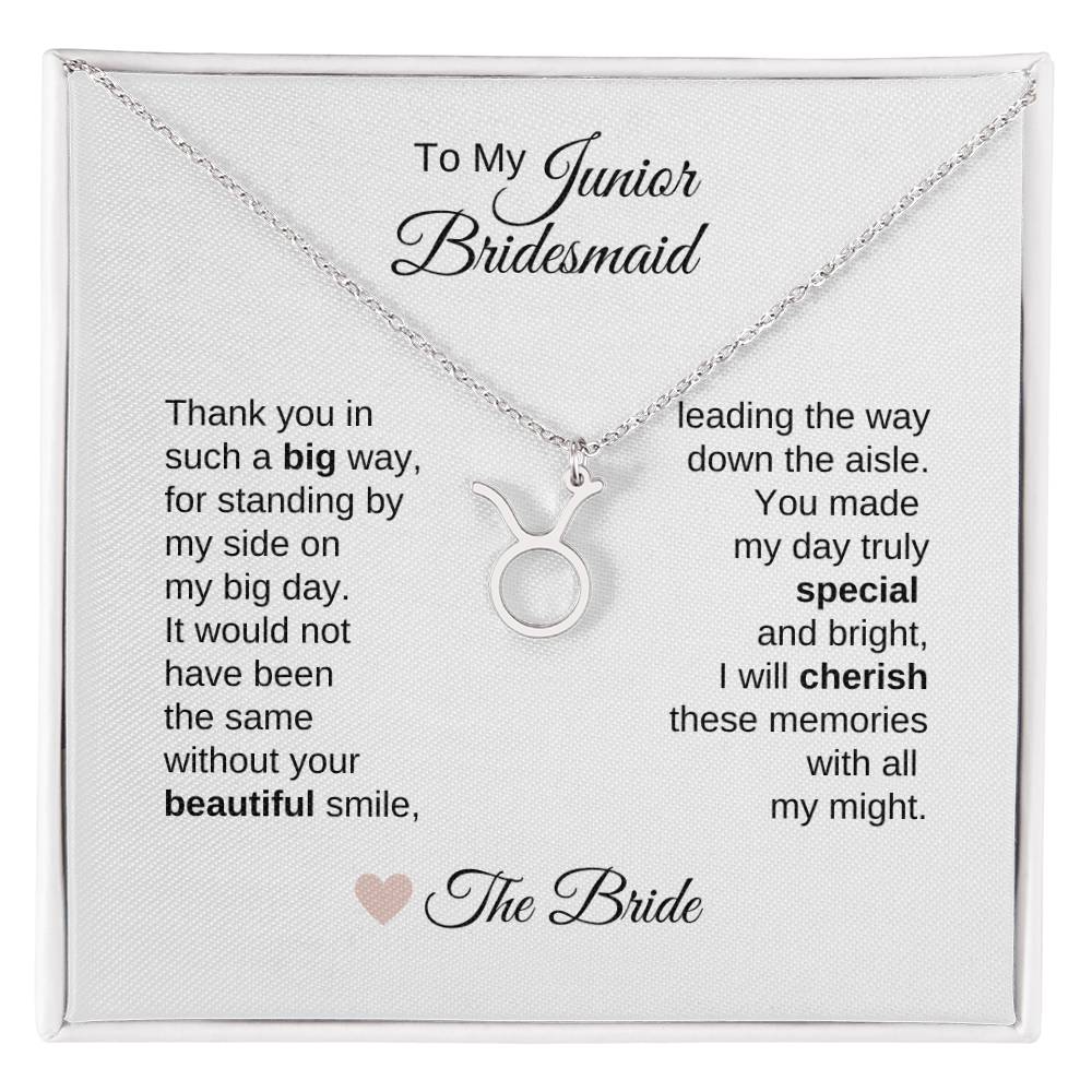 Junior Bridesmaid Gifts Wedding Bridal Party Gifts Zodiac Sign Necklace - MKT Custom Jewelry