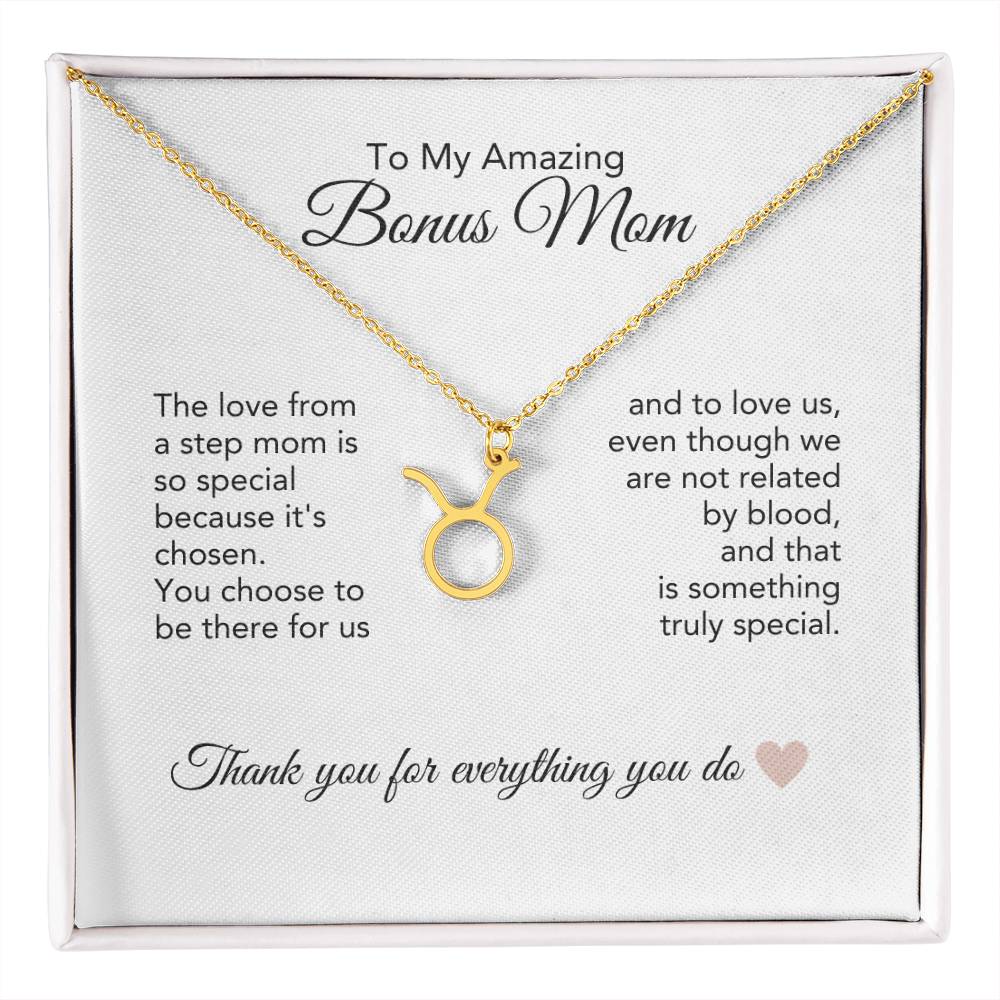 Bonus Mom Gifts for Step Mom Bonus Mom Necklace Zodiac Necklace - MKT Custom Jewelry