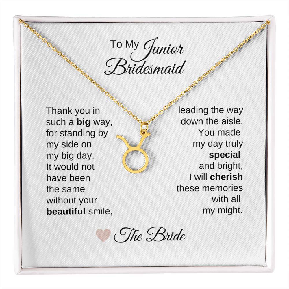 Junior Bridesmaid Gifts Wedding Bridal Party Gifts Zodiac Sign Necklace - MKT Custom Jewelry