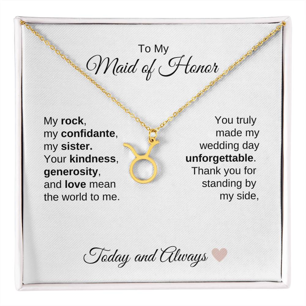 Maid of Honor Wedding Day Gifts Bridal Party Gifts Zodiac Necklace