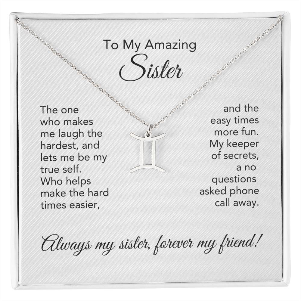 To My Amazing Sister Gift, Delicate Zodiac Necklace Gold or Stainless Steel, Gift for Sister