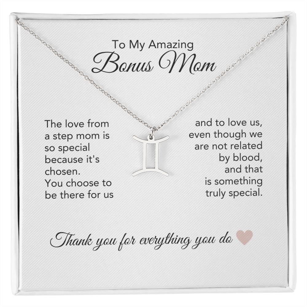 Bonus Mom Gifts for Step Mom Bonus Mom Necklace Zodiac Necklace - MKT Custom Jewelry