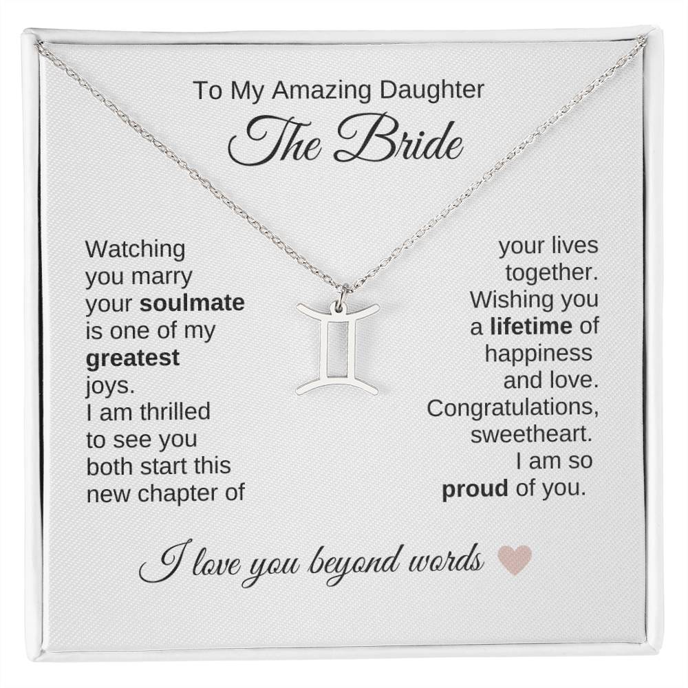 Daughter Wedding Gift Wedding Present for Daughter Zodiac Sign Necklace - MKT Custom Jewelry