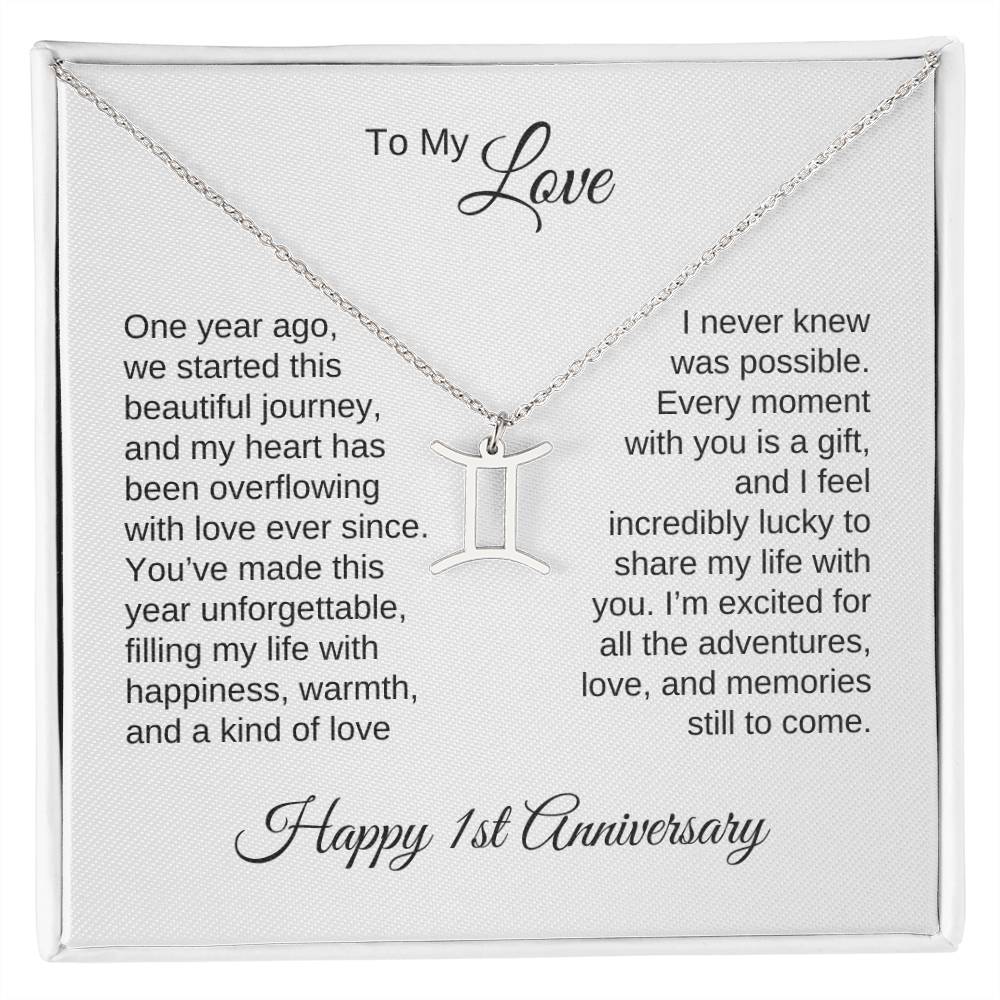 One Year Anniversary Gift for Her One Year Anniversary, Zodiac Sign Necklace