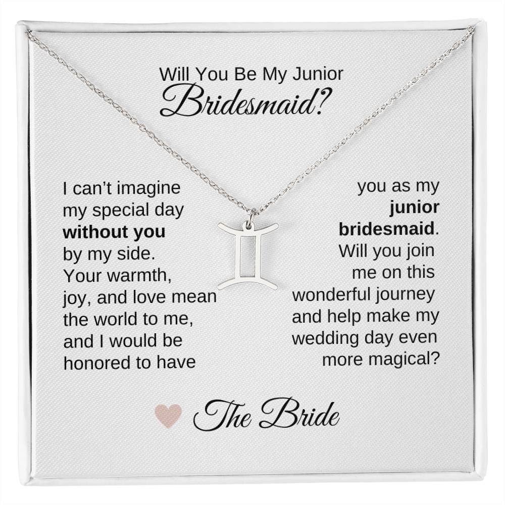 Junior Bridesmaid Proposal Gift, Zodiac Necklace, Jr Bridesmaid Gift