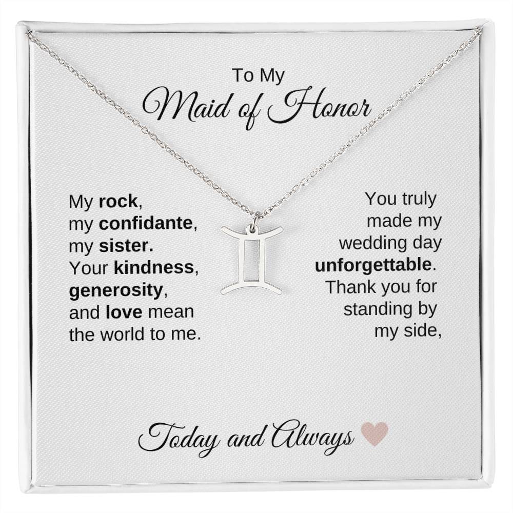 Maid of Honor Wedding Day Gifts Bridal Party Gifts Zodiac Necklace