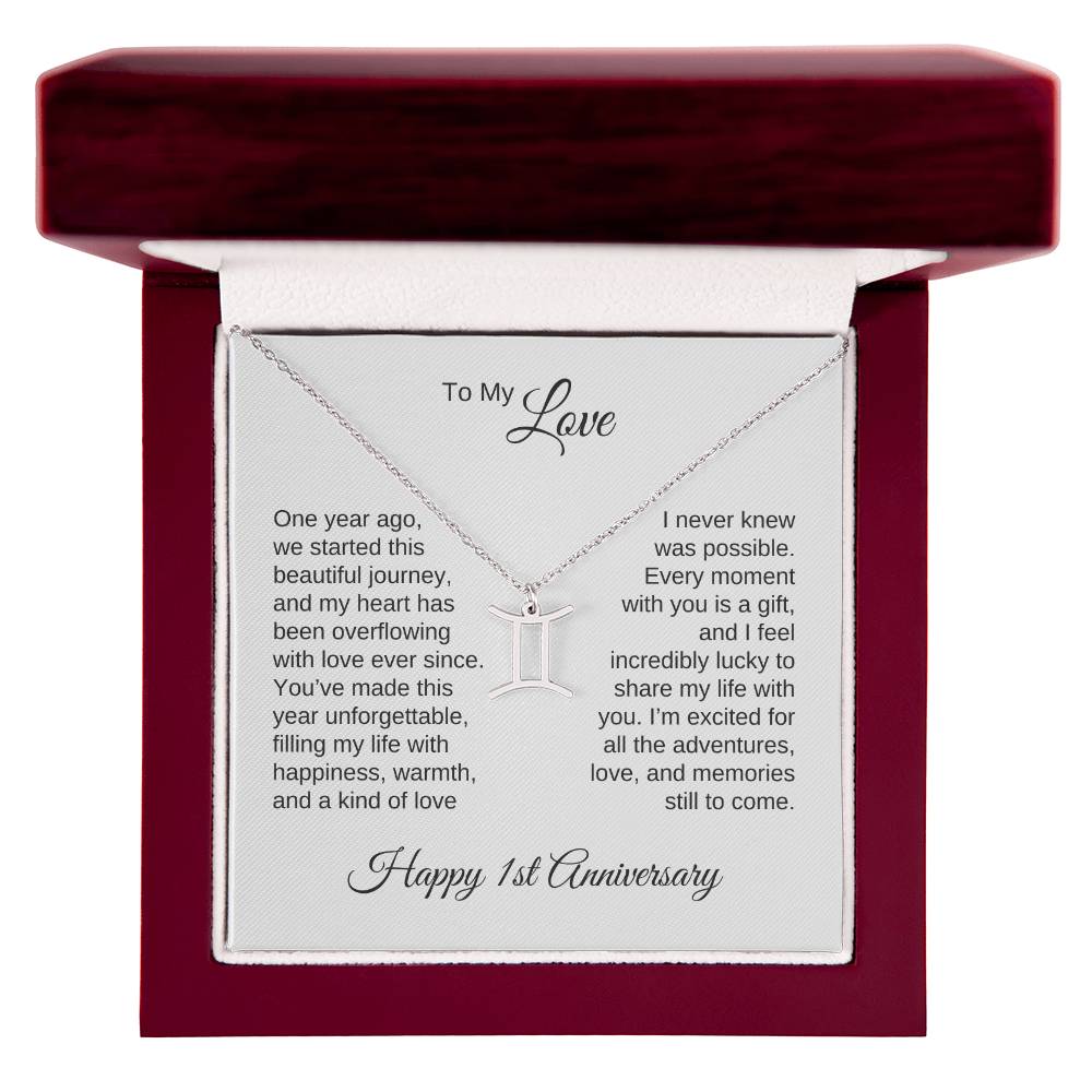 One Year Anniversary Gift for Her One Year Anniversary, Zodiac Sign Necklace