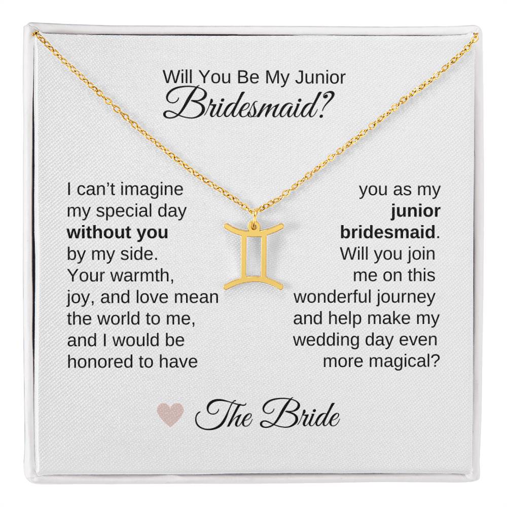 Junior Bridesmaid Proposal Gift, Zodiac Necklace, Jr Bridesmaid Gift