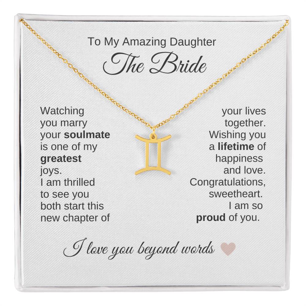 Daughter Wedding Gift Wedding Present for Daughter Zodiac Sign Necklace - MKT Custom Jewelry