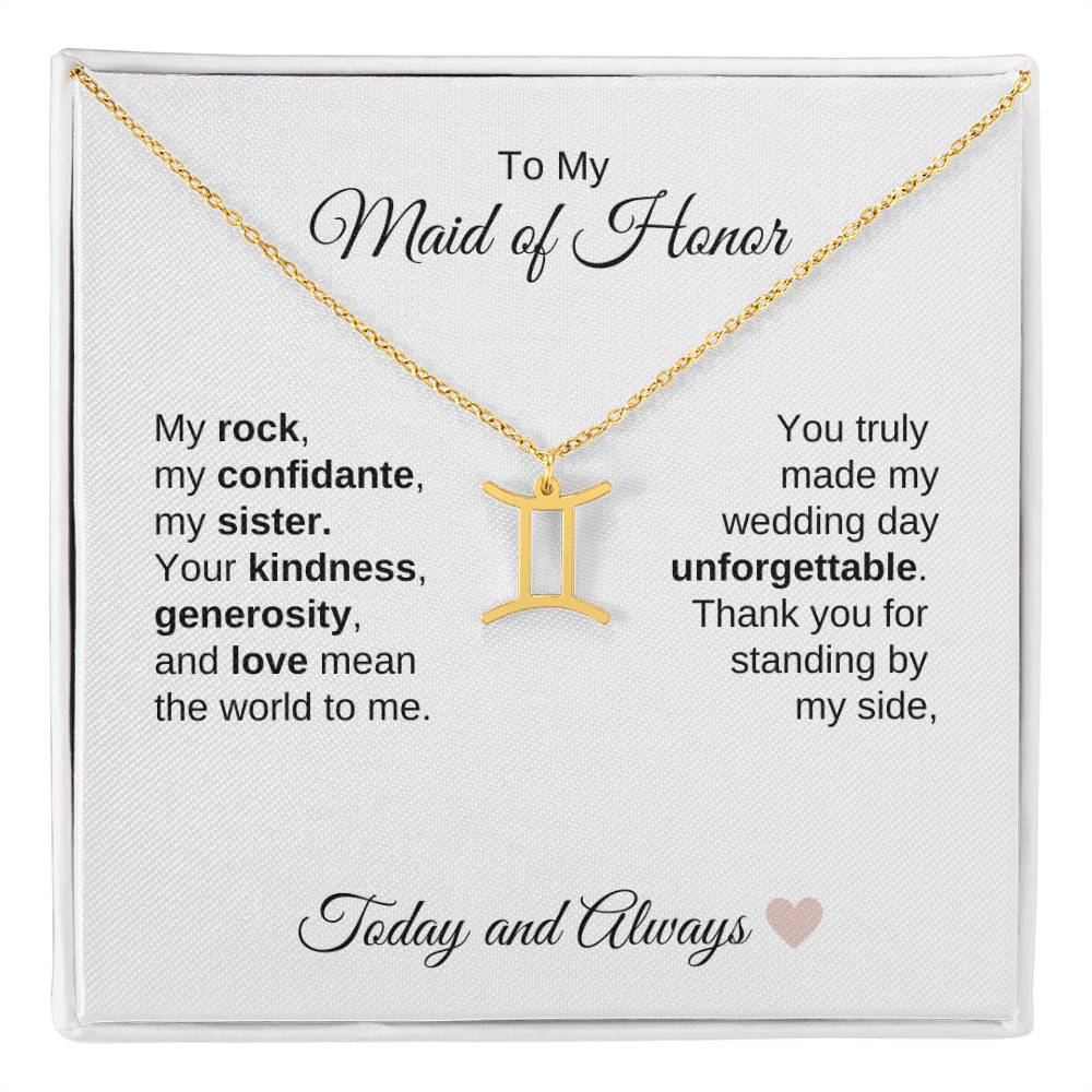 Maid of Honor Wedding Day Gifts Bridal Party Gifts Zodiac Necklace