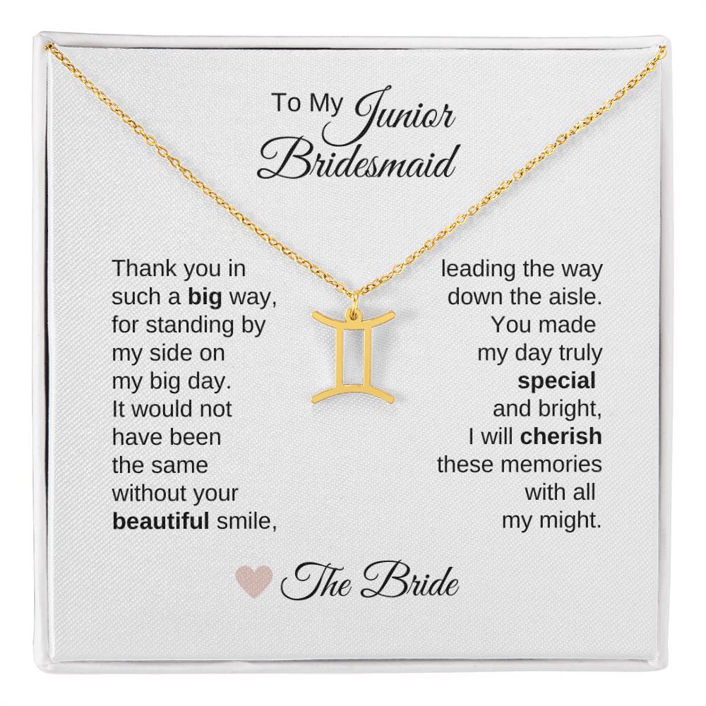 Junior Bridesmaid Gifts Wedding Bridal Party Gifts Zodiac Sign Necklace - MKT Custom Jewelry